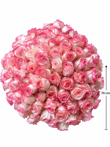 Buchet din 101 trandafiri roz „Jumilia”