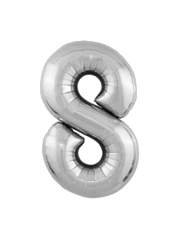 Фольгированная цифра "8" серебро