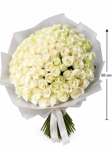 Buchet din 101 trandafiri albi "Avalanche"
