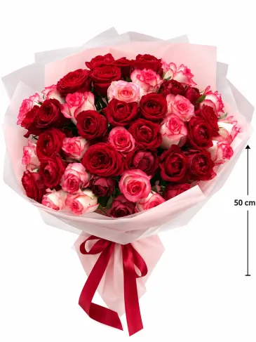 Buchet din 51 trandafir roșu-roz "Clair"