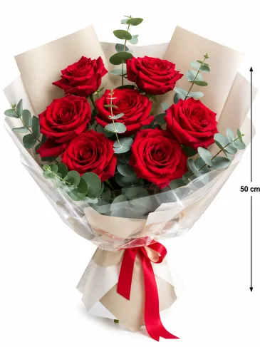 Buchet de șapte trandafiri roșii "Sabina"