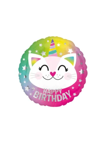 Фольгированный круглый шар для девочек "Happy Birthday"