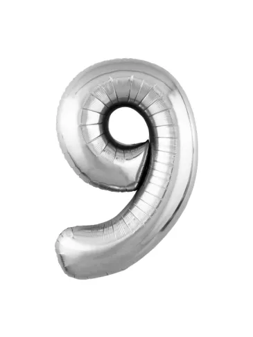 Фольгированная цифра "9" серебро