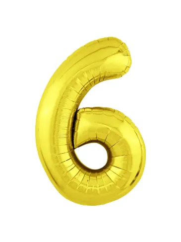 Фольгированная цифра "6" золотой
