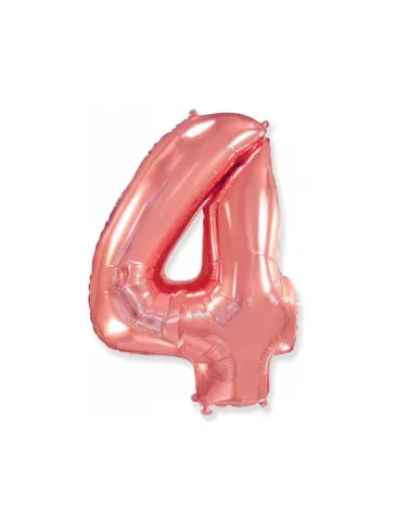 Фольгированная цифра "4" розовый