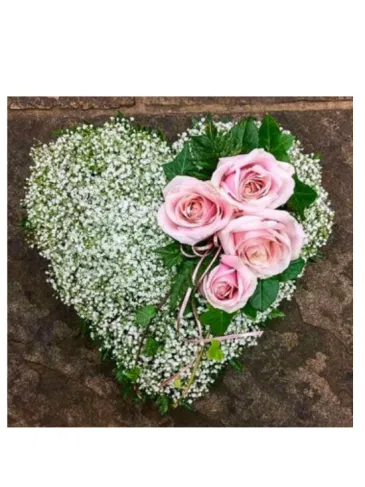 Heart-shaped funeral wreath "With Love and Tenderness"