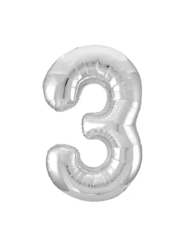 Фольгированная цифра "3" серебро