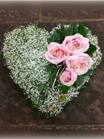 Heart-shaped funeral wreath "With Love and Tenderness"