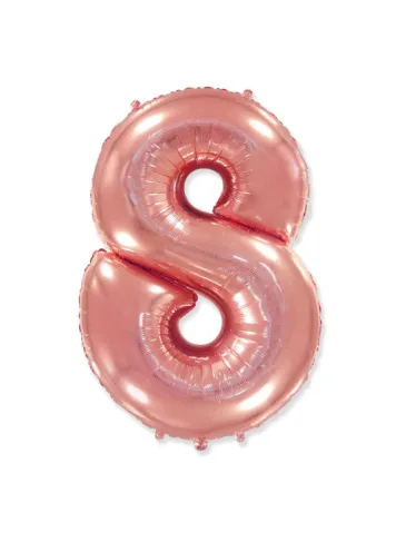 Фольгированная цифра "8" розовый