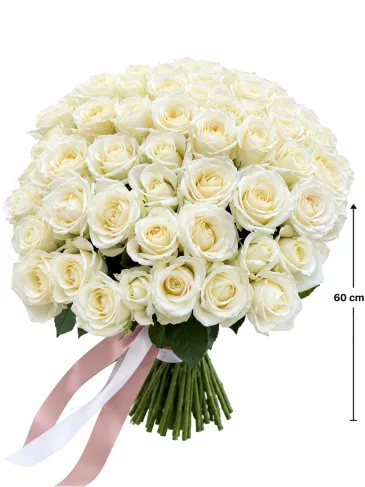 Buchet din 51 de trandafiri albi „Sylvia”