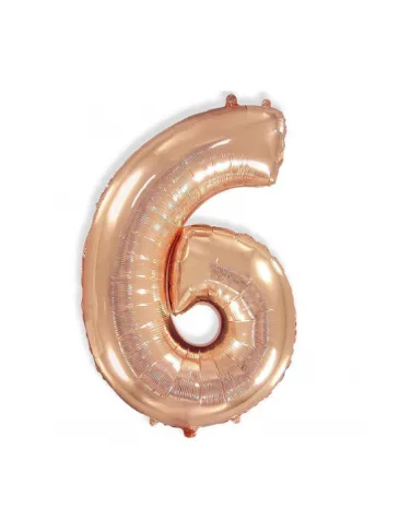 Фольгированная цифра "6" розовое золото