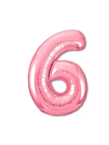 Фольгированная цифра "6" розовый