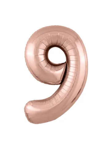 Фольгированная цифра "9" розовое золото