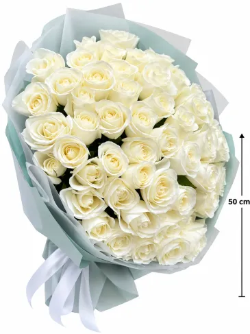 Buchet din 51 trandafir alb "Estelle"