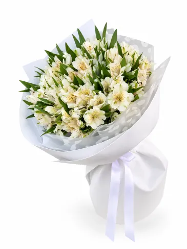 Buchet de alstroemerii albe „Leia”