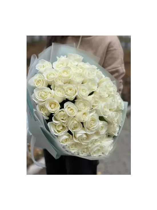 Buchet din 51 trandafir alb "Estelle"