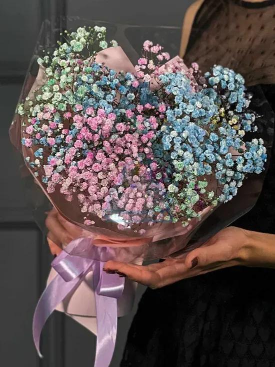 Bouquet of colored gypsophila