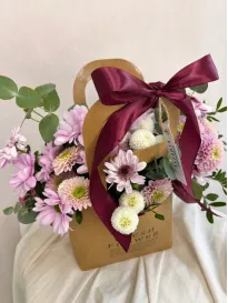Bag with chrysanthemums