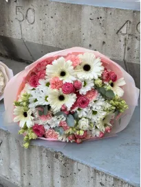Bouquet of gerbera, spray rose, chrysanthemum and carnation "Laura"