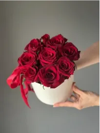 Red Roses in box "Olga"
