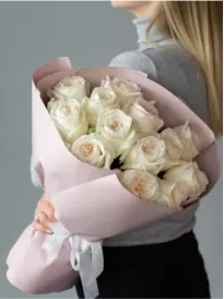White Ohara Rose Bouquet "Mira"